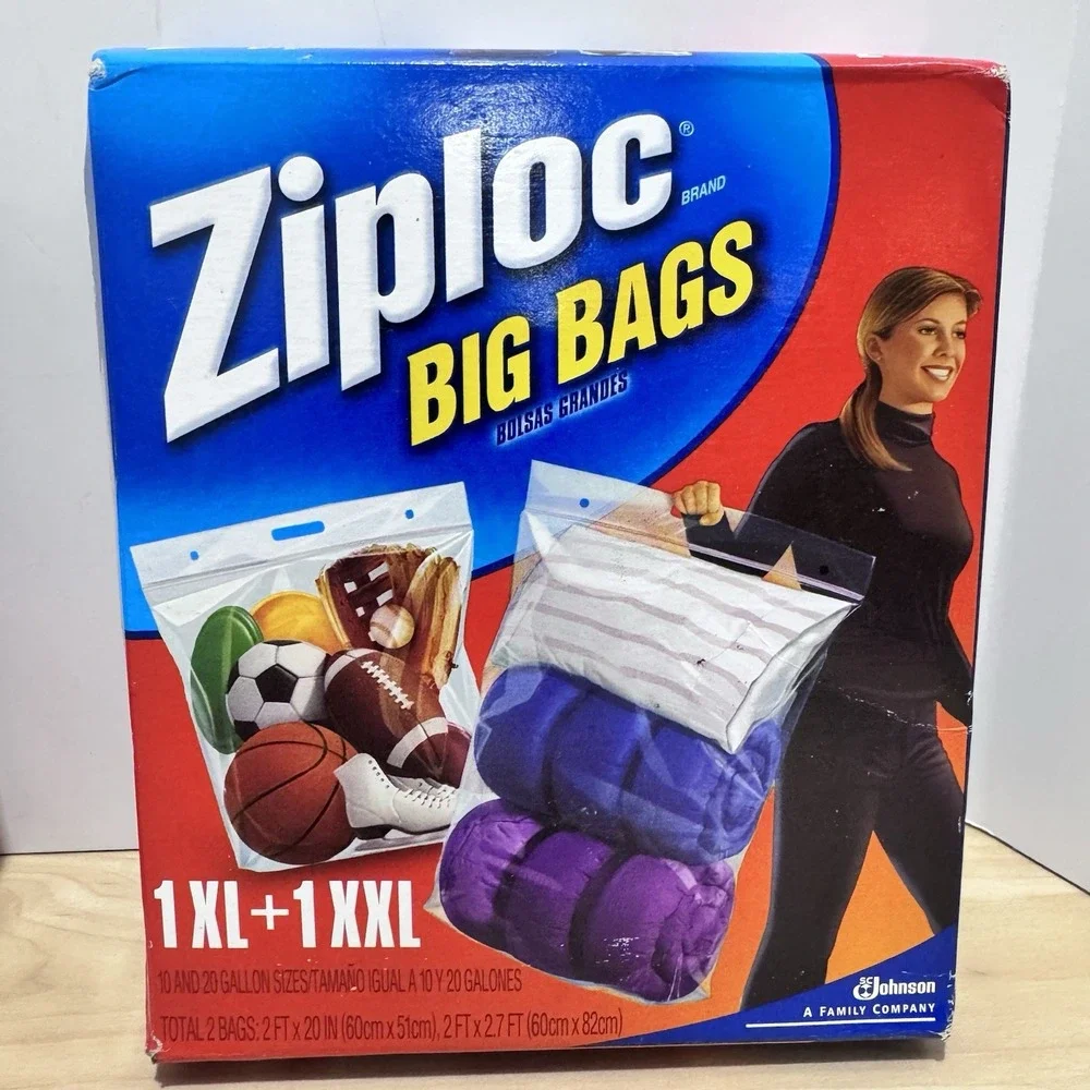 NEW 2 Boxes Ziploc Big Bags XL & XXL 10 Gal & 20 Gallon Size 2006 Discontinued